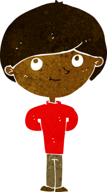 Bir insan tarafından çizilmiş mutlu çocuk çizgi filmi.