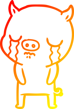 Bir insan tarafından çizilmiş, ağlayan bir domuzun sıcak çizgi çizimi.