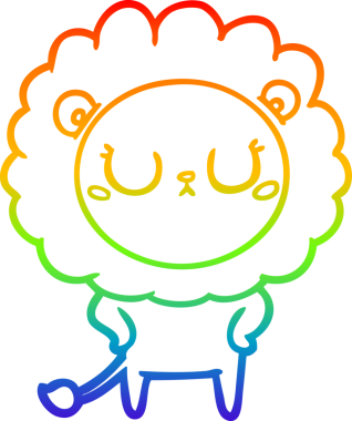 gökkuşağı gradyan çizgi çizimi bir insan tarafından çizilmiş bir aslan