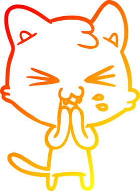 Bir insan tarafından çizilmiş çizgi film kedisinin sıcak çizgi çizimi