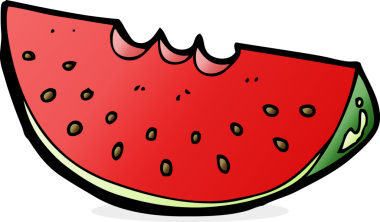 Bir insan tarafından çizilmiş karpuz dilimi.