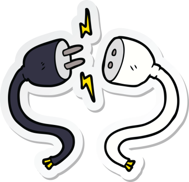 Bir insan tarafından çizilmiş çizgi film etiketi ve soketi.