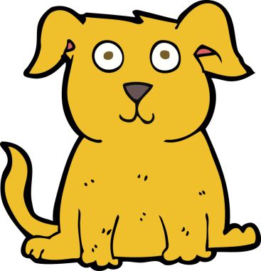 Bir insan tarafından çizilmiş mutlu bir köpek.