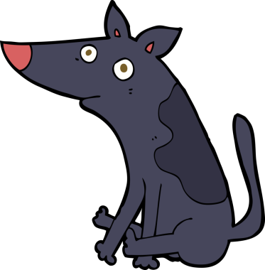 Bir insan tarafından çizilmiş çizgi film köpeği.