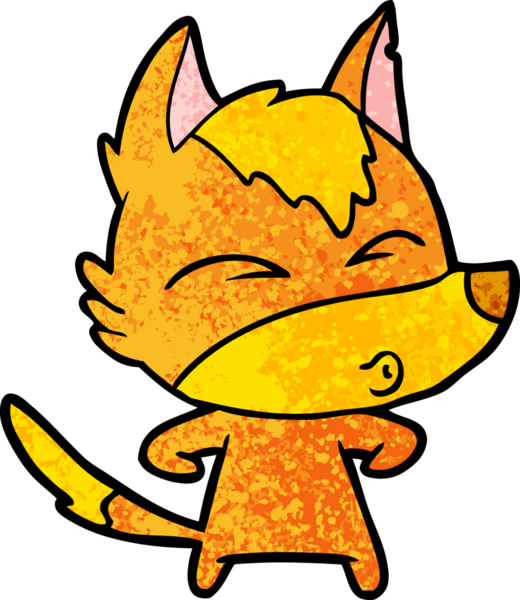 Bir insan tarafından çizilmiş tilki çizgi film karakteri