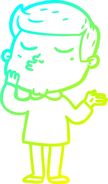 Çizgi film mankeni bir adamın insan tarafından çizilmiş soğuk gradyan çizimi.