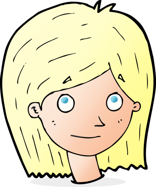 Bir insan tarafından çizilmiş mutlu kadın yüzü.