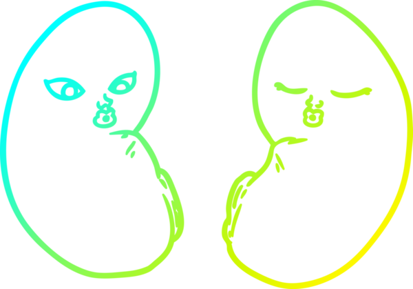 Bir insan tarafından çizilmiş bir karikatürün soğuk gradyan çizgisi.