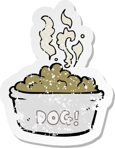 İnsan tarafından çizilmiş bir köpek mamasının gerilimli retro yapıştırması.