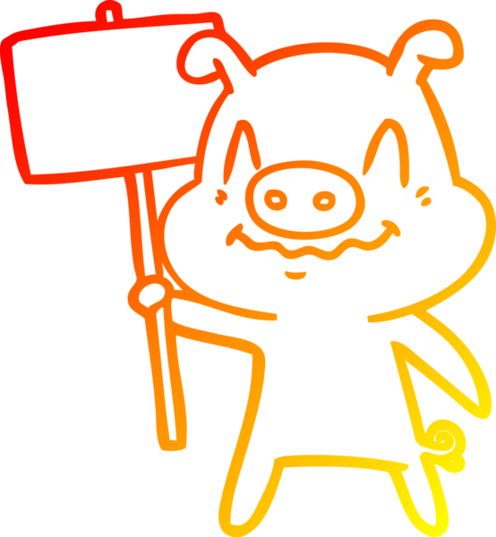 Bir insan tarafından çizilmiş gergin bir domuz çizgi çizimi.