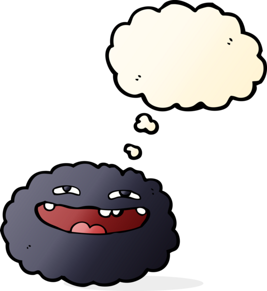 Bir insan tarafından çizilmiş düşünce baloncuklu mutlu çizgi film bulutu