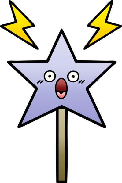 Bir insan tarafından çizilmiş sihirli değneğin gölgeli çizgi filmi.