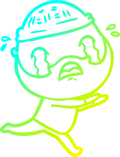 Bir insan tarafından çizilmiş ağlayan sakallı bir adamın çizdiği soğuk çizgi.