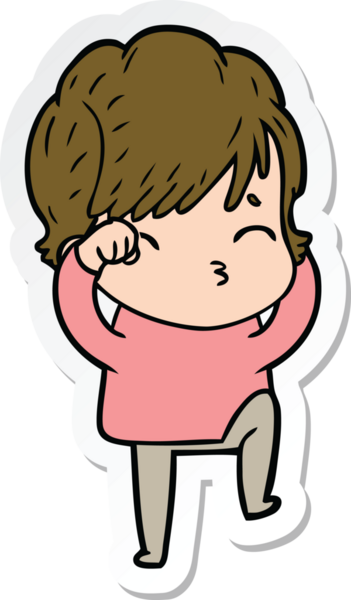 Bir insan tarafından çizilmiş bir karikatür kadının çıkartması.