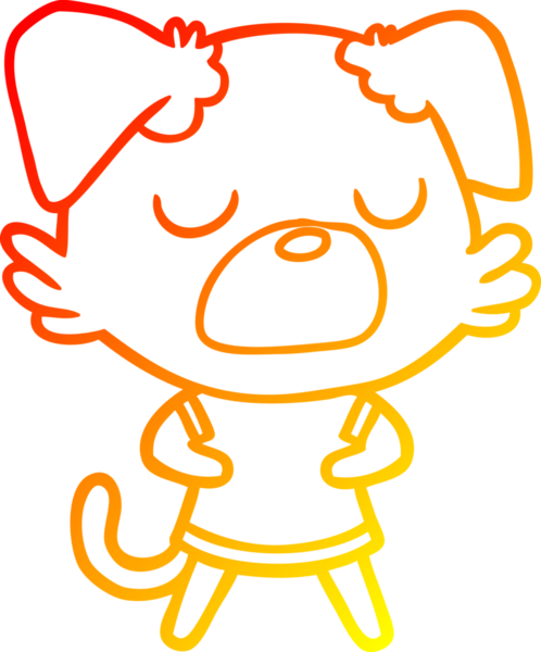 Bir insan tarafından çizilmiş çizgi film köpeğinin sıcak çizgi çizimi