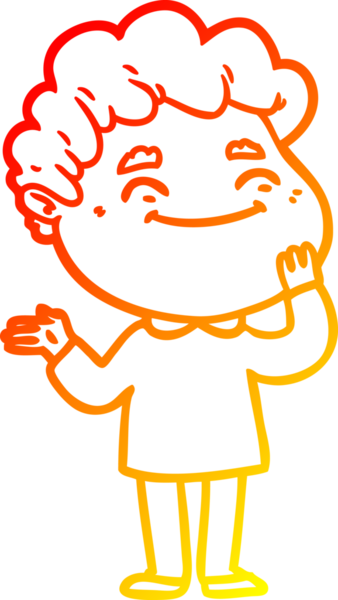 Bir insan tarafından çizilmiş, karikatür dostu bir adamın sıcak çizgi çizimi