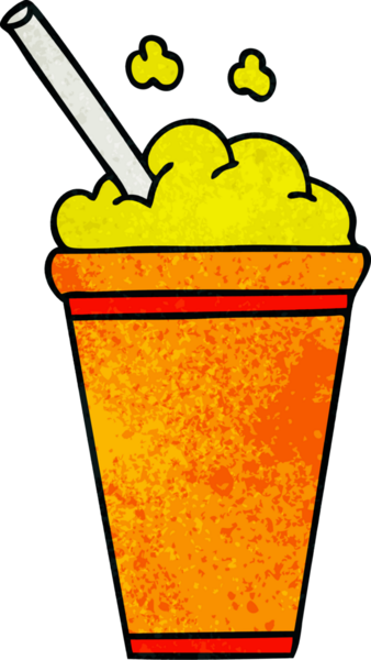 Bir insan tarafından çizilmiş garip bir çizgi film buzlu içeceği.