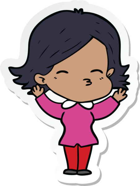 Bir insan tarafından çizilmiş bir karikatür kadının çıkartması.