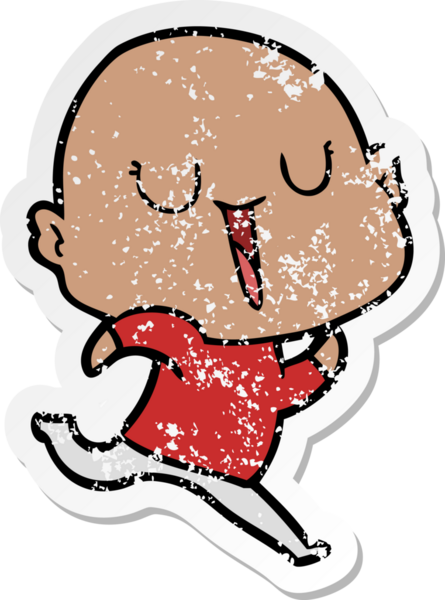 Bir insan tarafından çizilmiş mutlu, kel bir adamın sıkıntılı çıkartması.