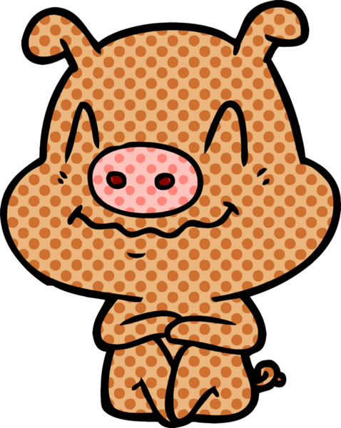 Bir insan tarafından çizilmiş sinirli çizgi film domuzu.