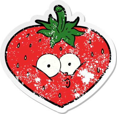 Bir insan tarafından çizilmiş karikatür çileğinin sıkıntılı çıkartması.