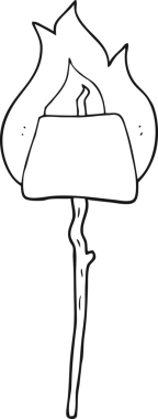 Bir insan tarafından çizilen çubuğa çizilmiş siyah beyaz çizgi film şekerlemesi.