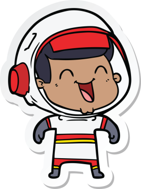Bir insan tarafından çizilmiş mutlu bir astronotun çıkartması.
