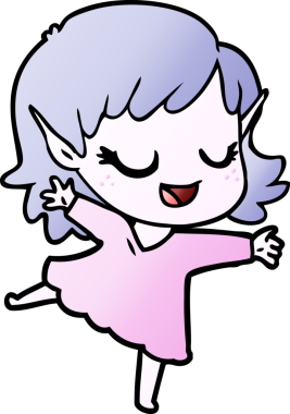 Bir insan tarafından çizilmiş mutlu elf kızı.