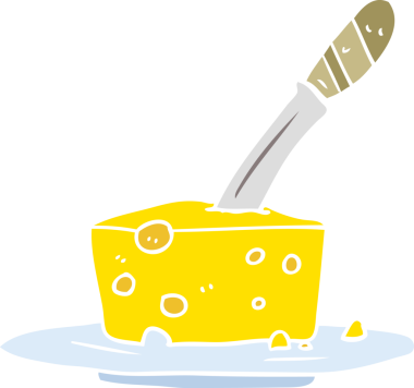 Bir insan tarafından çizilmiş düz renk çizgi film peyniri