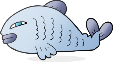 Bir insan tarafından çizilmiş karikatür balığı.