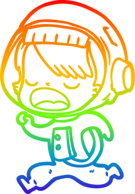 Gökkuşağı gradyan çizgi çizimi Bir insan tarafından çizilen astronot kadın çizgi