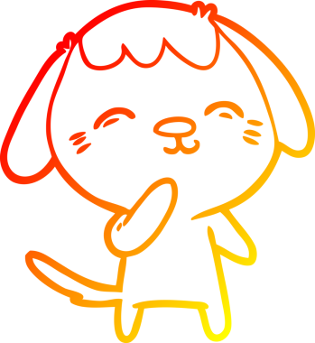 Bir insan tarafından çizilmiş mutlu çizgi film köpeğinin sıcak çizgi çizimi