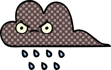 Bir insan tarafından çizilmiş fırtına yağmuru bulutu çizgi filmi.