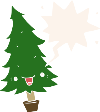 Bir insan tarafından çizilmiş eski usul konuşma baloncuğu olan şirin bir çizgi roman ağacı.