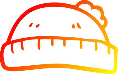 Bir insan tarafından çizilmiş yün bir şapkanın sıcak çizgi çizimi