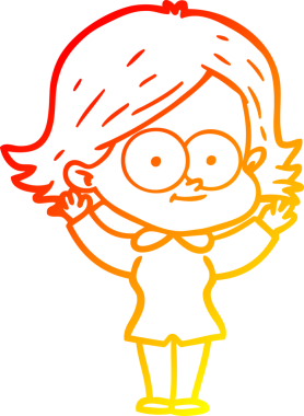 Bir insan tarafından çizilmiş mutlu bir çizgi film kızı çizimi