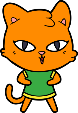 Bir insan tarafından çizilmiş çizgi film kedisi.