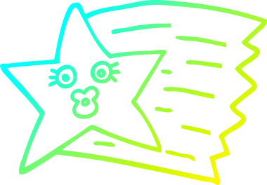 Bir insan tarafından çizilmiş bir çizgi film yıldızının soğuk gradyan çizimi.