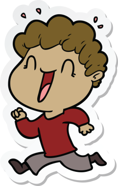 Bir insan tarafından çizilmiş mutlu bir adamın çıkartması.