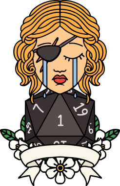 Retro Dövme Tarzı Ağlayan İnsan Haydut Doğal bir rulo bir insan tarafından çizilmiş