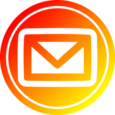 Bir insan tarafından çizilen sıcak gradyan bitiş ile zarf harfi dairesel simgesi