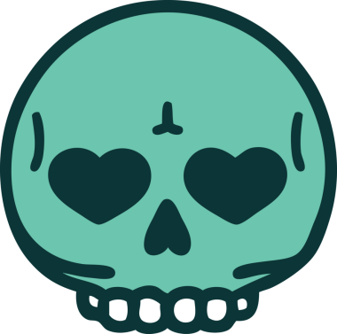 Bir insan tarafından çizilmiş bir kafatasının ikonik dövme şekli