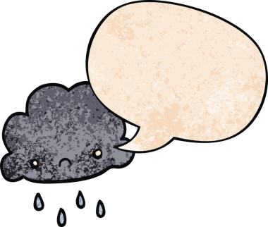 bir insan tarafından çizilmiş eski moda konuşma baloncuklu karikatür fırtına bulutu.