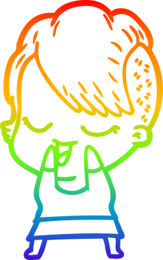 gökkuşağı gradyan çizimi mutlu bir çizgi film kızı bir insan tarafından çizildi