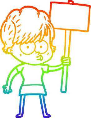 gökkuşağı gradyan çizimi bir insan tarafından çizilmiş bir karikatür kadın