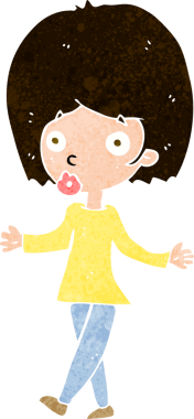 Bir insan tarafından çizilmiş, kafası karışık bir kadın.