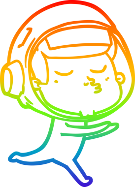 gökkuşağı gradyan çizimi bir çizgi insan tarafından çizilmiş kendinden emin astronot