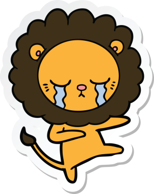 Bir insan tarafından çizilmiş ağlayan çizgi film aslanının çıkartması.