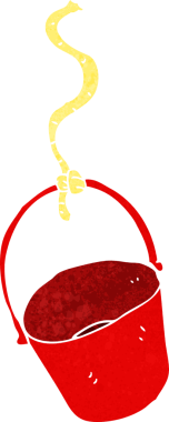 Bir insan tarafından çizilmiş çizgi film kovası.