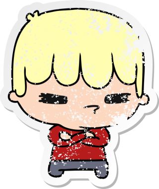 Bir kawaii 'nin insan tarafından çizilmiş sevimli bir haç oğlanının karikatür çizimi.